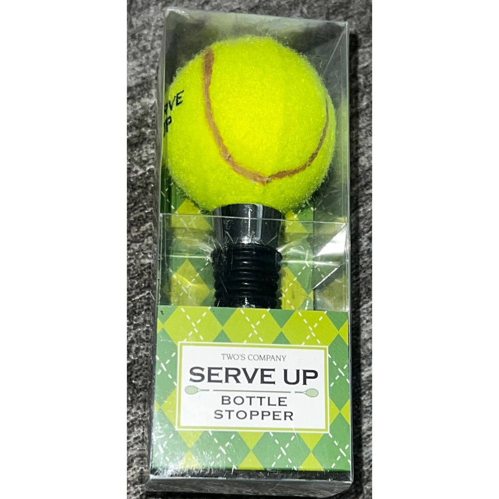 Two's Company Serve Up Tennis Ball Wine‎ Bottle Stopper New in Box